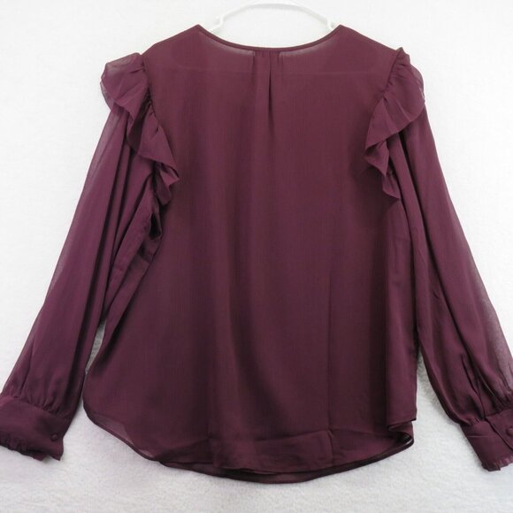 Ann Taylor Plum Ruffle Blouse - Picture 4 of 10